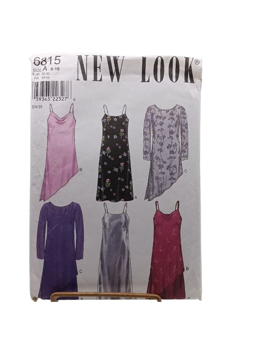 New Look 6815 Sewing Pattern Dresses A/B/C Sizes 6-16 Vintage 1990s Design